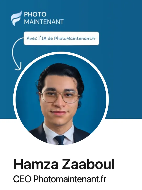 Photo de profil professionnelle LinkedIn avec l'IA de Hamza ZAABOUL